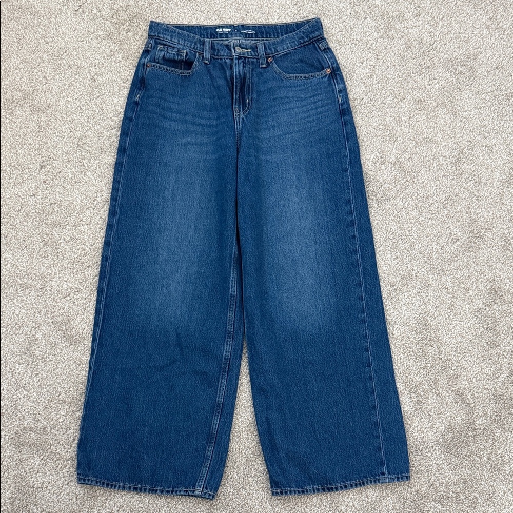 Old Navy high rise, baggy Wide Leg Blue Jeans - Picture 1 of 7